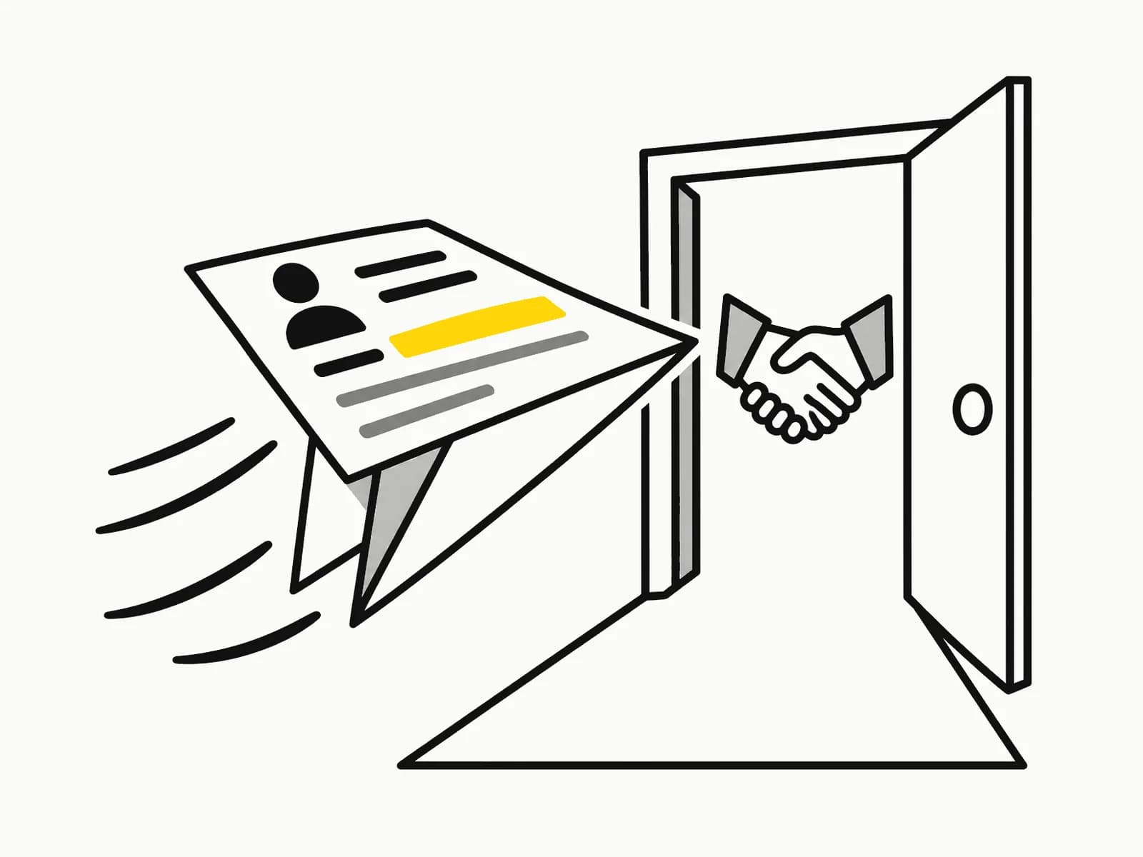 Illustration : un CV qui décolle vers un entretien